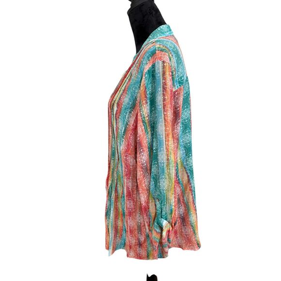 NWT Ruby Road Woman Colorful Pintuck Button Front Summer Blouse Size 1x $64 - Picture 4 of 16